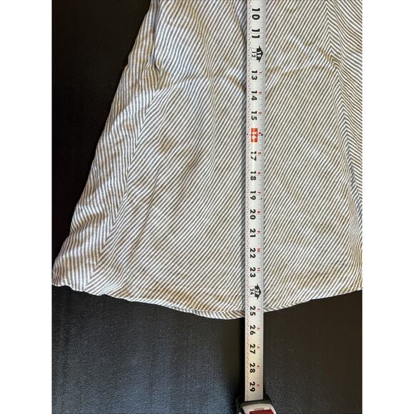 J Crew Sailor Button Midi Skirt Size 0 Brown Stripe Linen Lace Up Coastal Beach - Picture 9 of 9